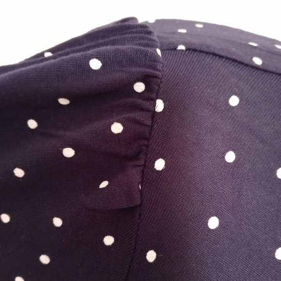NWT LOFT Polk Dot SS Navy Blouse Soft Rayon - Picture 4 of 9